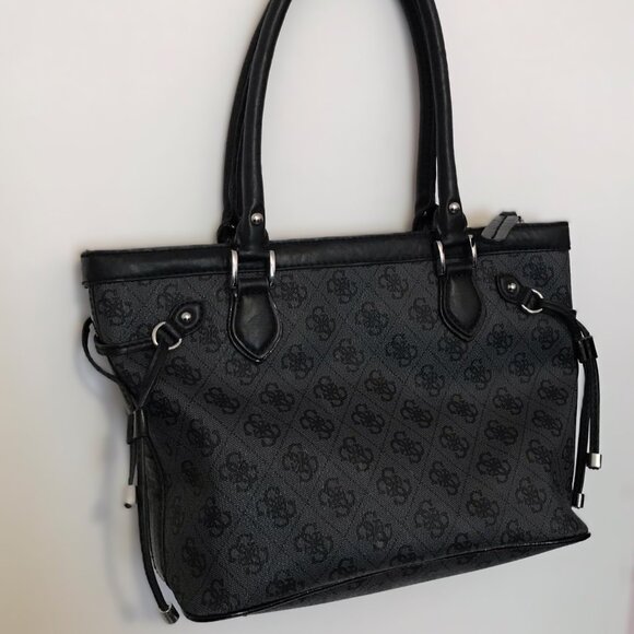 GUESS Scandal Black Medium Accented Tote Bag Handbag Purse - Picture 4 of 5